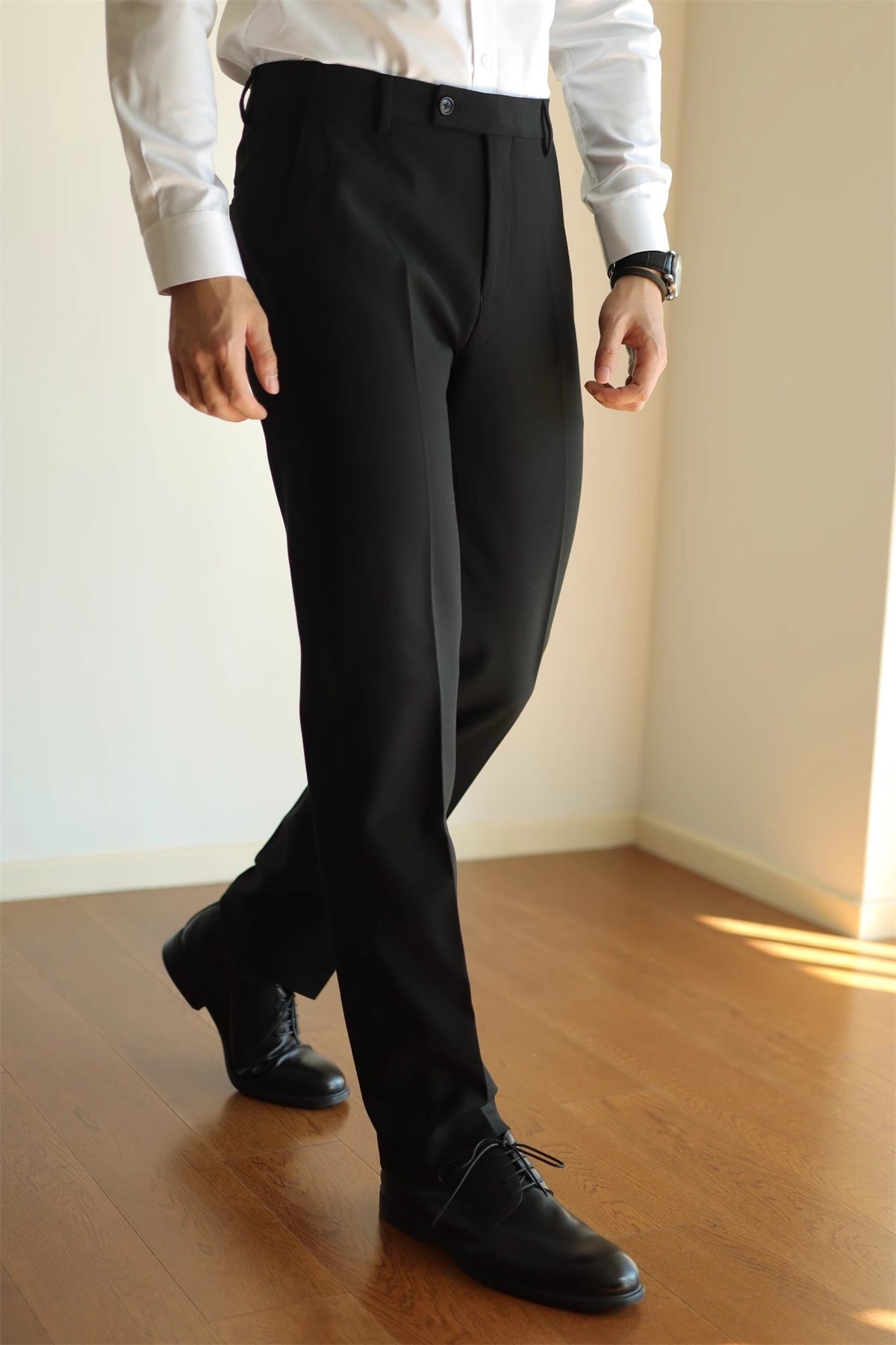 Slim Fit Elastic Straight Trousers