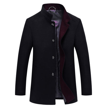 Woolen Coat Slim-fit Mid-length Single-breasted Trench Coat