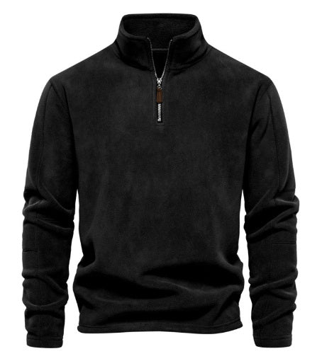 Stand-collar Zippered Sweatshirt With Fleece