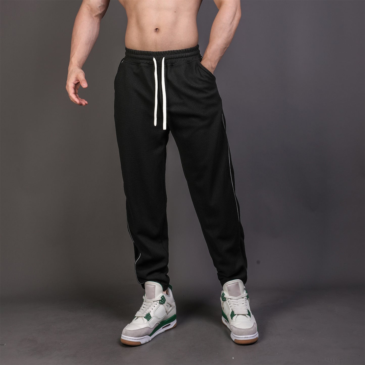 Running Training Reflective Ankle-tied Slim Fit Exercise Casual Pants