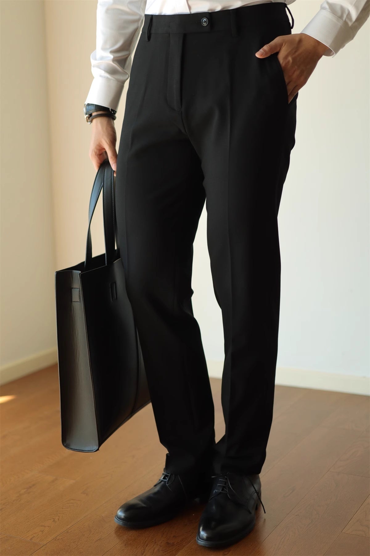 Slim Fit Elastic Straight Trousers