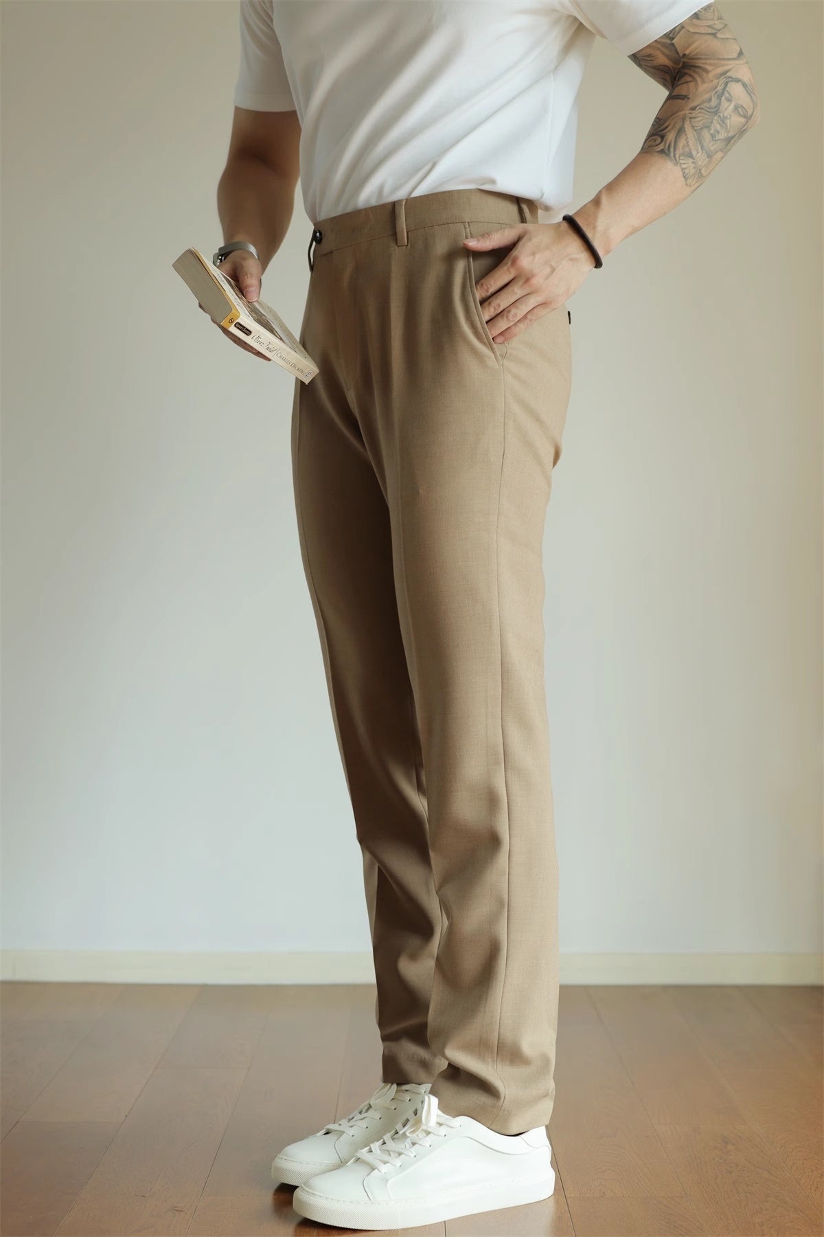 Slim Fit Elastic Straight Trousers