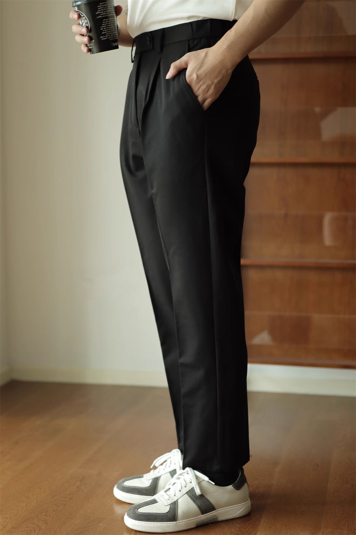 Straight Casual Draping Cropped Suit Pants