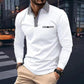 Plaid Lapel Polo Shirt Solid Color Long Sleeve