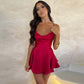 DULCE - Sexy Satin Suspender Skirt Strap Backless Lace Up A-Line Short Dress