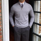 Stand Collar Zipper Knitted Long Sleeve Sweater