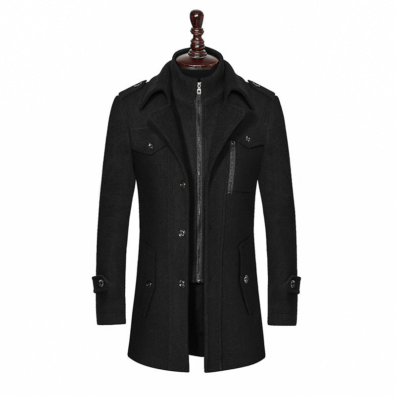 Luxury Woolen Coat Double Collar Standardl Zipper Coat Jacket