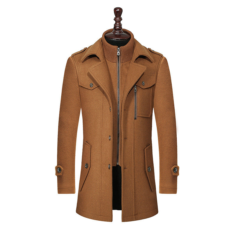 Luxury Woolen Coat Double Collar Standardl Zipper Coat Jacket