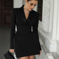 Elegant Long Sleeve Belted Mini Blazer Dress